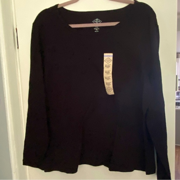 St. John's Bay Tops - St Johns Bay Black Petite XXL Essential Long Sleeved Round Neck Shirt. NWT